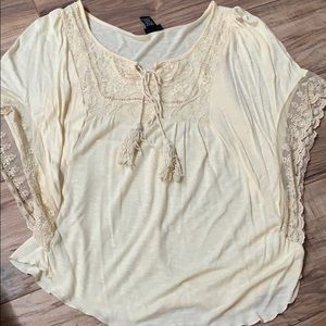 Creme peasant top